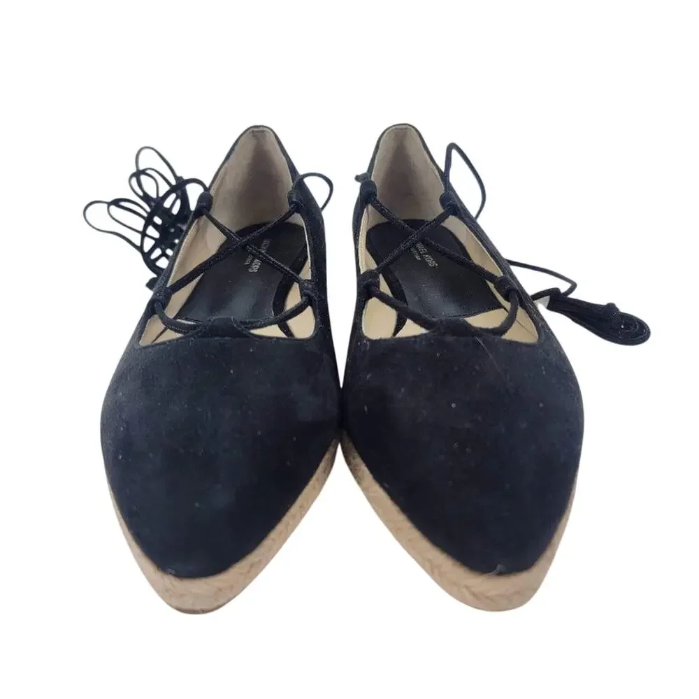 NEW Michael Kors collection cadence lace up flats black pointed toe size 6